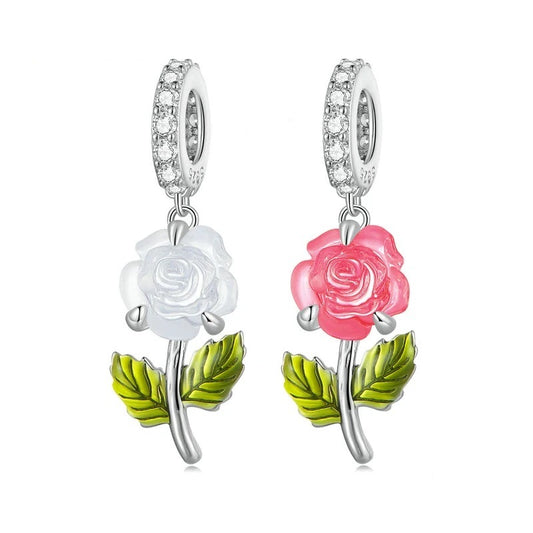 S925 Sterling Silver UV Changing Colour Rose Charm Pendant - AVILIA Designs