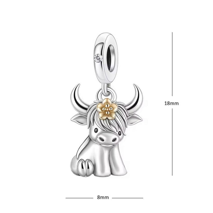 S925 Sterling Silver & Rose Gold Mini Cute Cow Charm Pendant  - AVILIA Designs