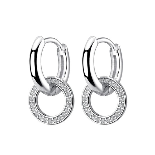 SOLID Sterling Silver Sparkly Double Hoop Huggie Earrings - AVILIA Designs