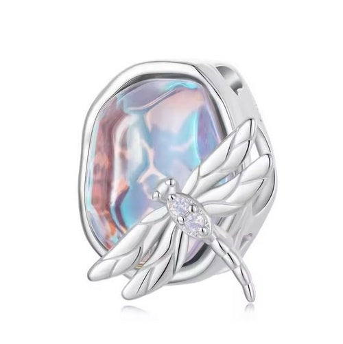 SOLID S925 Sterling Silver Dazzling Dragonfly Droplet Charm - AVILIA Designs
