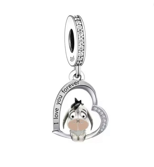 S925 Sterling Silver Eeyore Donkey I Love You Pendant Charm Pooh Bear - AVILIA Designs
