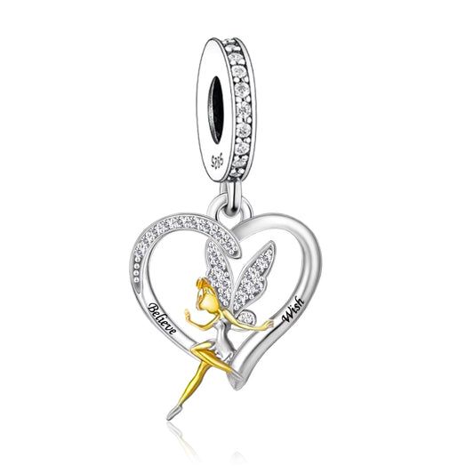 S925 Silver & 4k Gold Pl Sparkly Fairy Believe Wish Charm Pendant - AVILIA Designs