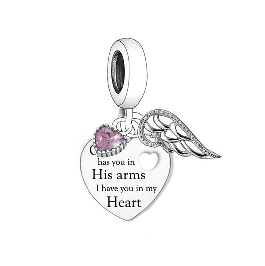 S925 Silver Memorial God has you in his Heart Loss Heart Charm - AVILIA Designs