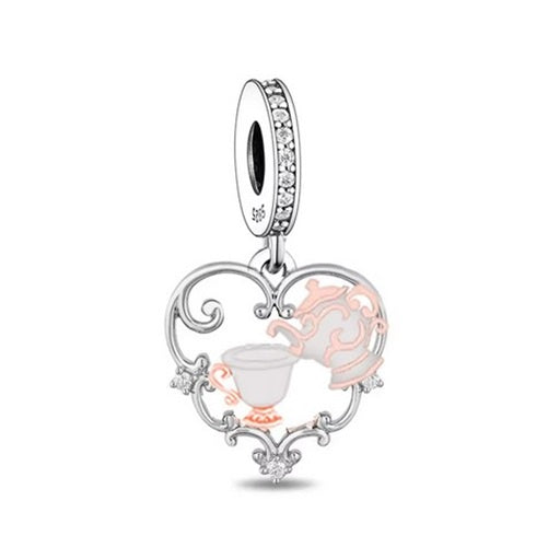 S925 Silver & Rose Gold Chip & Mrs Potts Beauty & Beast Charm Pendant - AVILIA Designs