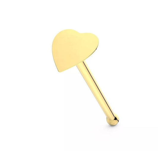 Solid 9ct Yellow Gold Heart Nose Stud Bone End - AVILIA Designs
