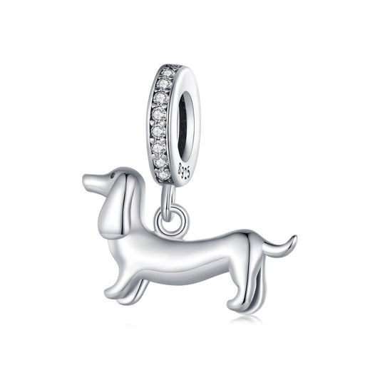 SOLID Sterling Silver Sweet Sausage Dog Charm Pendant - AVILIA Designs