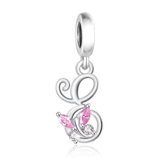 S925 Sterling Silver Cursive Letter E Alphabet Charm Pendant - AVILIA DESIGNS