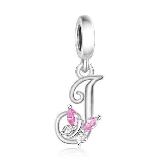 S925 Sterling Silver Cursive Letter J Alphabet Charm Pendant - AVILIA DESIGNS