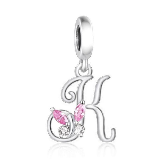 S925 Sterling Silver Cursive Letter K Alphabet Charm Pendant - AVILIA DESIGNS