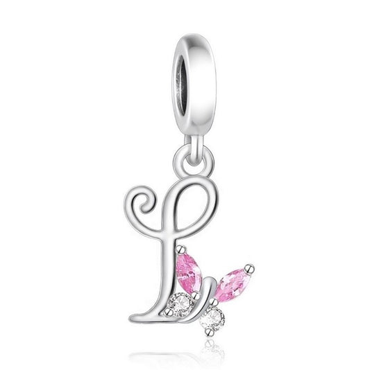 S925 Sterling Silver Cursive Letter L Alphabet Charm Pendant - AVILIA DESIGNS