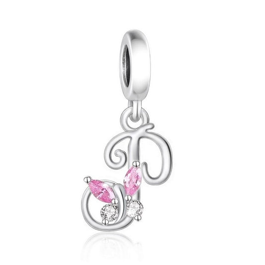 S925 Sterling Silver Cursive Letter P Alphabet Charm Pendant - AVILIA DESIGNS