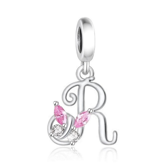 S925 Sterling Silver Cursive Letter R Alphabet Charm Pendant - AVILIA DESIGNS