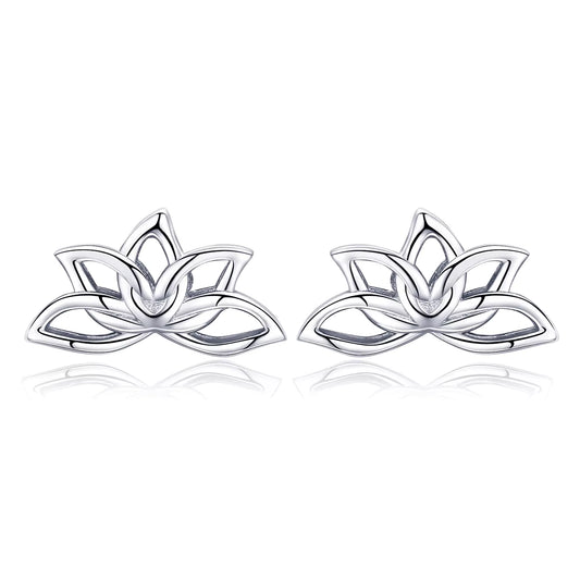 SOLID Sterling Silver Lotus Awakening Stud Earrings - AVILIA Designs