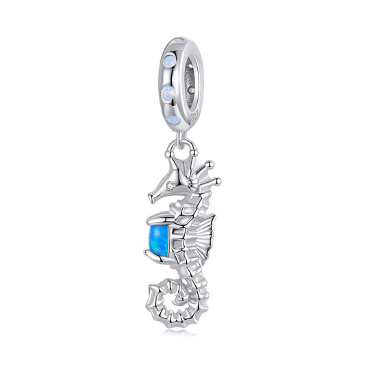 S925 Sterling Silver Ocean Opal Seahorse Ocean Charm Pendant - AVILIA Designs