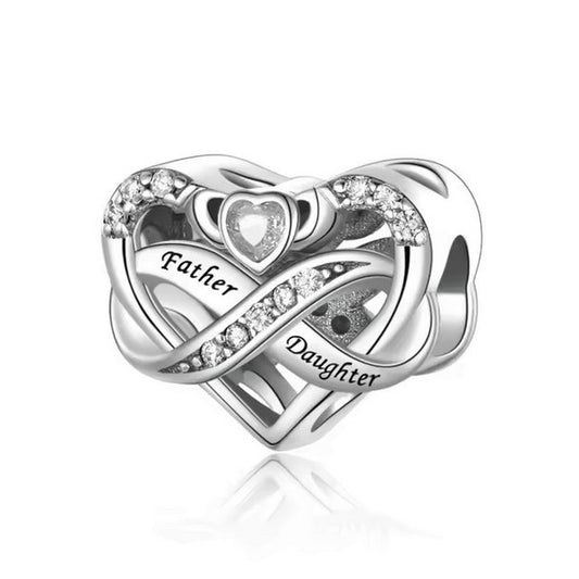 S925 Sterling Silver Father Daughter Infinity Heart Charm - AVILIA Designs