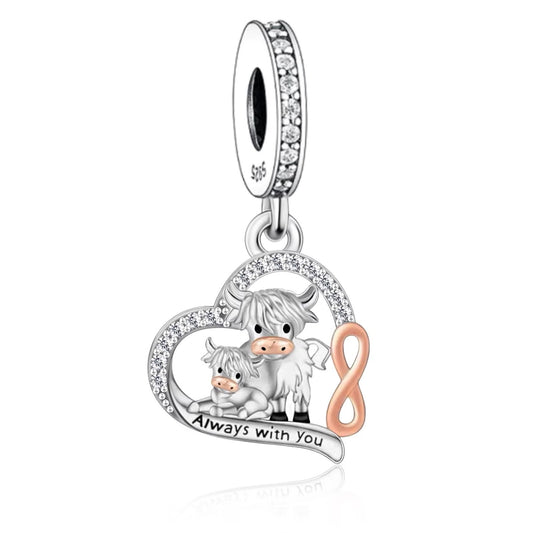 S925 Silver & Rose Gold Daisy Cow Always with You Charm Pendant - AVILIA Designs