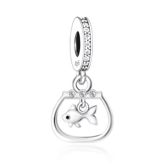 S925 Sterling Silver My Pet Fish Goldfish Hanging Charm - AVILIA Designs