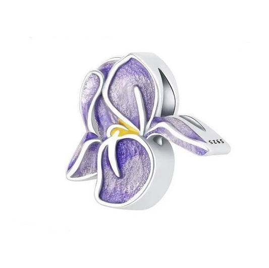 S925 Sterling Silver Purple IRIS Flower Charm - AVILIA Designs