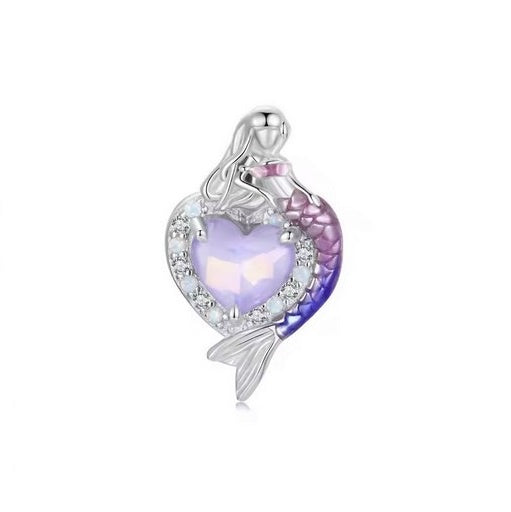 SOLID Sterling Silver Sparkling Mermaid Heart Oceanic Charm - AVILIA Designs