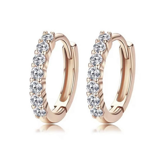 SOLID Sterling Silver & Rose Gold 12mm Sparkly Hoop Earrings  - AVILIA Designs