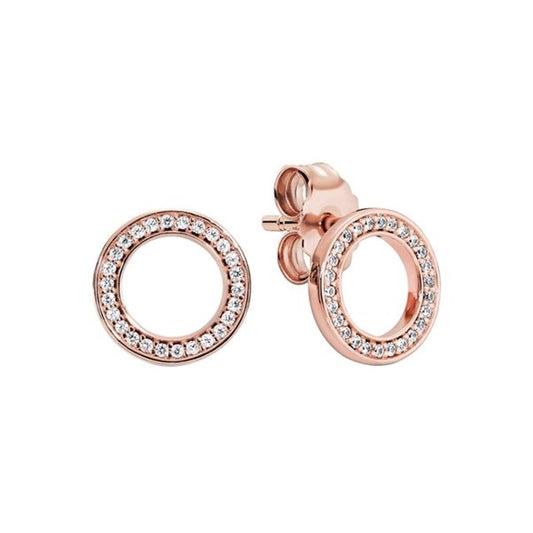 S925 Silver & 14k Rose Gold Round Circle Stud Earrings  - AVILIA Designs