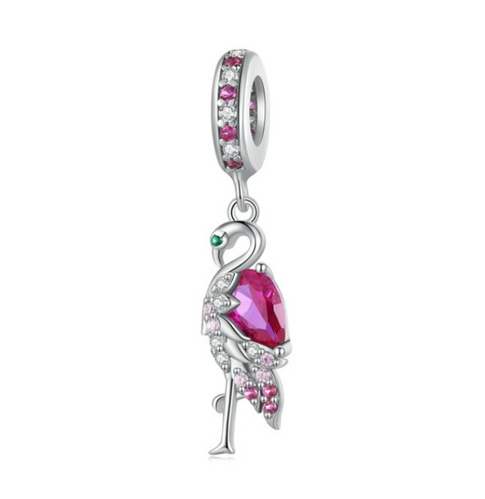 S925 Silver Cheeky Tropical Sparkly Flamingo Charm Pendant  - AVILIA Designs