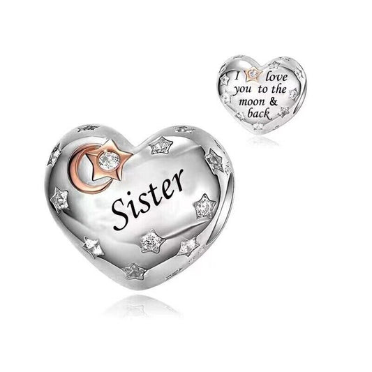 S925 Silver & Rose Gold Love You To Moon & Back SISTER Charm  - AVILIA Designs