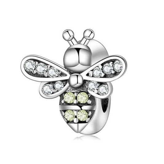 SOLID Sterling Silver Non Slip Spacer Sparkly Queen Bee Charm - AVILIA Designs