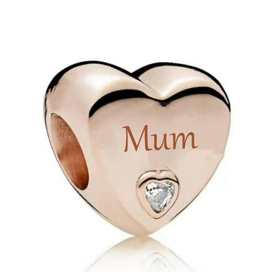 S925 Silver & Rose Gold Family Love - Mum Heart Charm  - AVILIA Designs