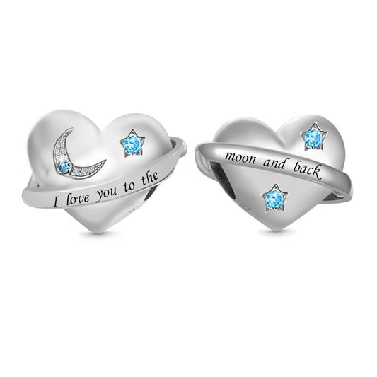 SOLID S925 Silver I Love You To The Moon & Back Planet Charm - AVILIA Designs