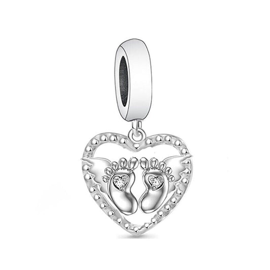 S925 Sterling Silver Memorial Angel Baby Child Loss Heart Charm Pendant - AVILIA Designs