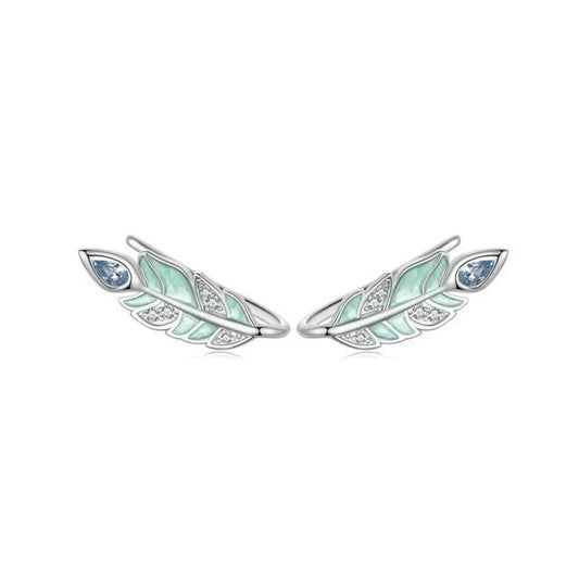 SOLID Sterling Silver Bohemian Feather Leaf Earrings  - AVILIA Designs
