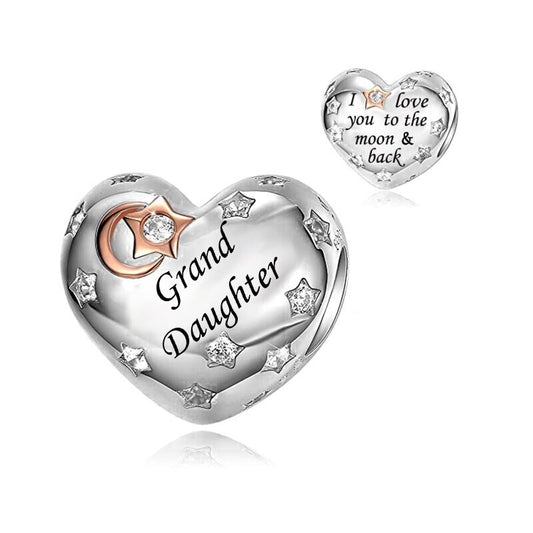 S925 Silver & Rose Gold Love You To Moon & Back Granddaughter Charm  - AVILIA Designs
