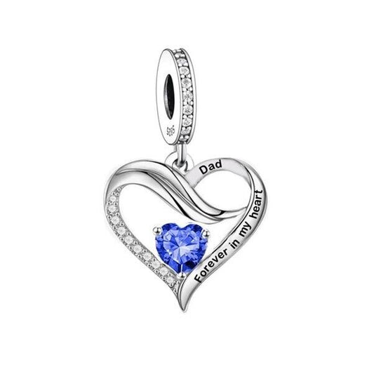 S925 Silver Father Dad Forever in my Heart Loss Memorial Charm Pendant  - AVILIA Designs