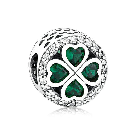 SOLID Sterling Silver Good Luck Four Leaf Clover Hearts Charm  - AVILIA Designs