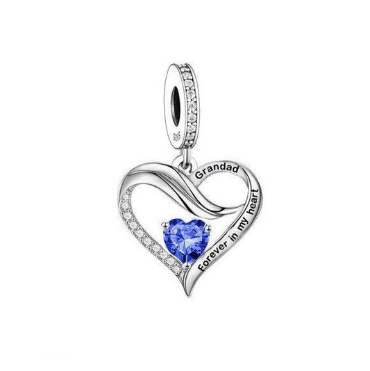 S925 Silver Grandad Forever in my Heart Loss Memorial Charm Pendant - AVILIA Designs
