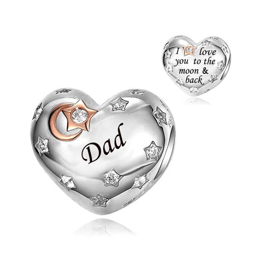 S925 Silver & Rose Gold Love You To Moon & Back DAD Charm - AVILIA Designs