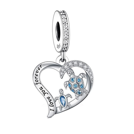 S925 Silver Ocean Turtle I Love You Forever Charm Pendant  - AVILIA Designs