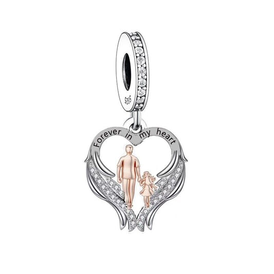 S925 Silver & Rose Gold Father Daughter Angel Wing Charm Pendant  - AVILIA Designs