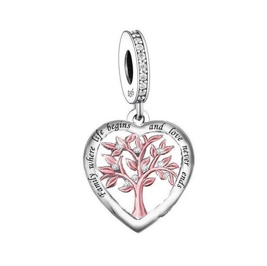 S925 Silver & Rose Gold FAMILY TREE Life Begins Charm Pendant  - AVILIA Designs