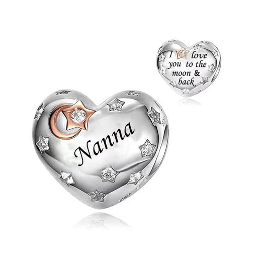 S925 Silver & Rose Gold Love You To The Moon & Back NANNA Charm  - AVILIA Designs