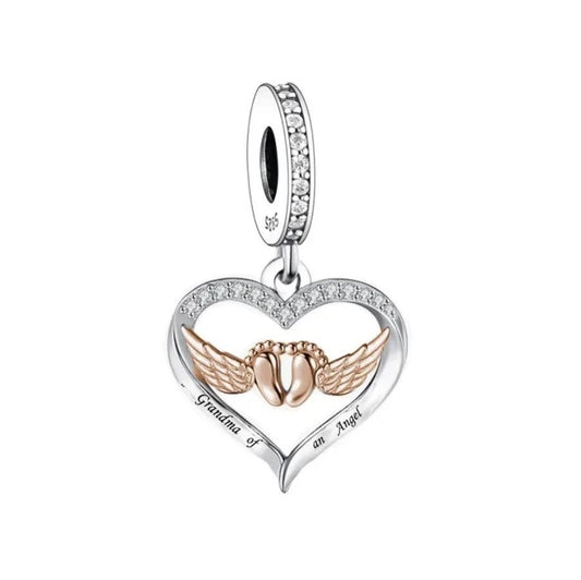 S925 Silver & Rose Gold Grandma of an Angel Baby Loss Charm - AVILIA Designs