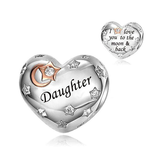 S925 Silver & Rose Gold Love You To Moon & Back Daughter Charm  - AVILIA Designs