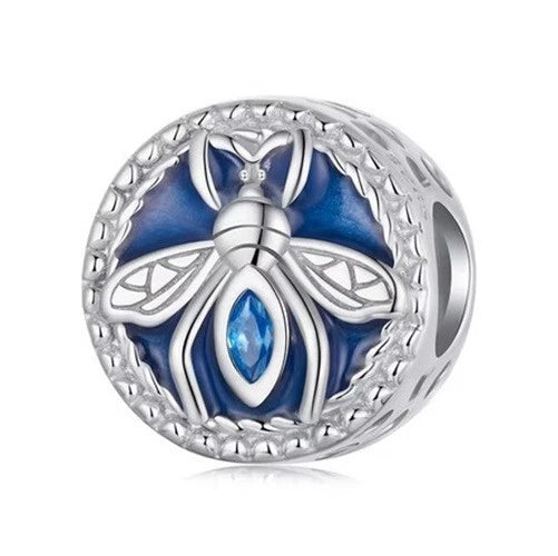 SOLID Sterling Silver Round Openwork Queen Bee Insect Charm - AVILIA Designs