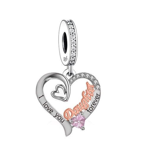 S925 Silver & Rose Gold I Love You Daughter Charm Pendant - AVILIA Designs