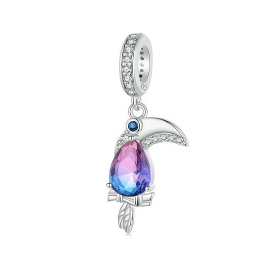 S925 Silver Cheeky Tropical Amazon Toucan Bird Charm Pendant  - AVILIA Designs