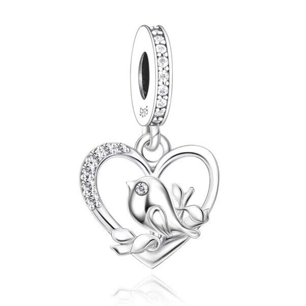 SOLID Sterling Silver Sparky Sweet Robin Bird Charm Pendant  - AVILIA Designs