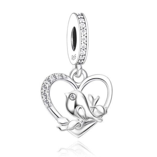SOLID Sterling Silver Sparky Sweet Robin Bird Charm Pendant  - AVILIA Designs