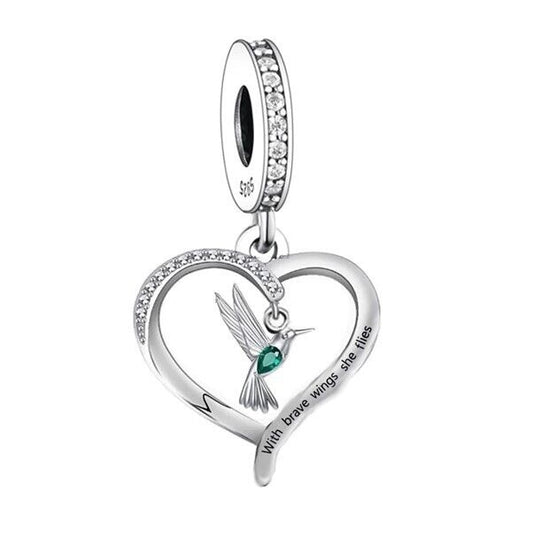 S925 Silver Hummingbird Brave Wings Charm Pendant  - AVILIA Designs