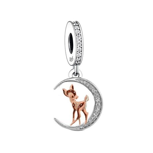 S925 Silver & Rose Gold Bambi on the Moon Charm Pendant  - AVILIA Designs